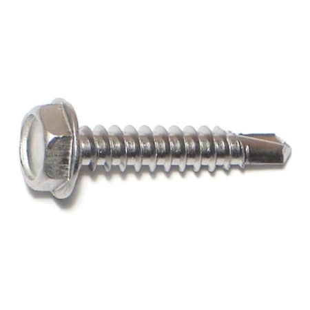 Midwest Fastener Self-Drilling Screw, #10 x 1 in, Zinc Plated Stainless Steel Flange Hex Head External Hex Drive 09849